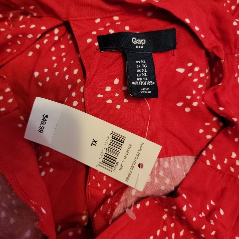 Gap Red Sleeveless Dress w/ White Dot Pattern - Picture 5 of 6